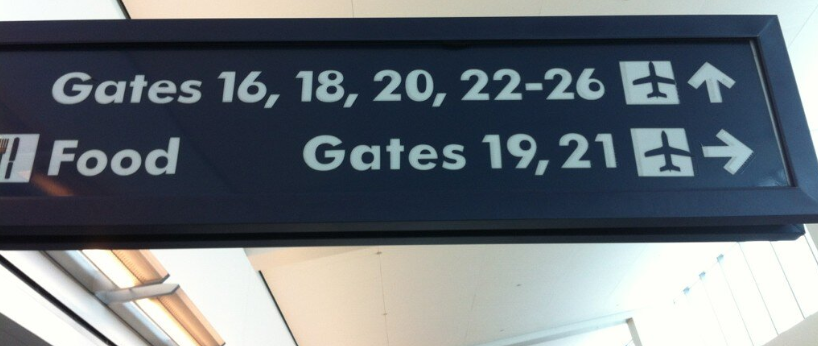 Not so geometric sans on airport sign