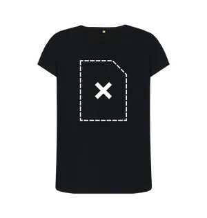 White design on a black T-shirt: Sometimes when the link to an resource is broken you get a dashed document icon with a cross in the center of it