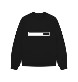 White design on a black T-shirt: It hasnut moved for  hours Illustration of a loading indicator at about  loaded