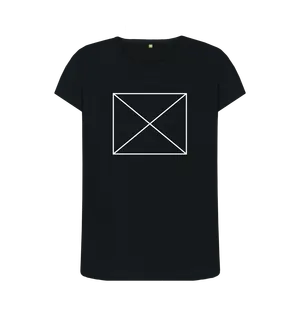 White design on a black T-shirt: Sometimes when there isnt an image already you get a diagram of a box with a cross through it