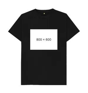 White design on a black T-shirt: Sometimes when there isnt an image already you get a picture of a plain box with the images dimensions written in the center of it