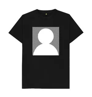 White design on a black T-shirt: Sometimes when someone hasnt uploaded a photo for their avatar you see a simple outline of a persons head and shoulders instead 