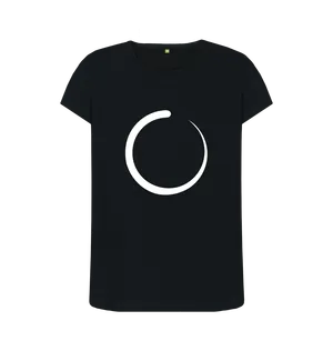 White design on a black T-shirt: Please wait A sperm shaped circular JavaScript loading indicator